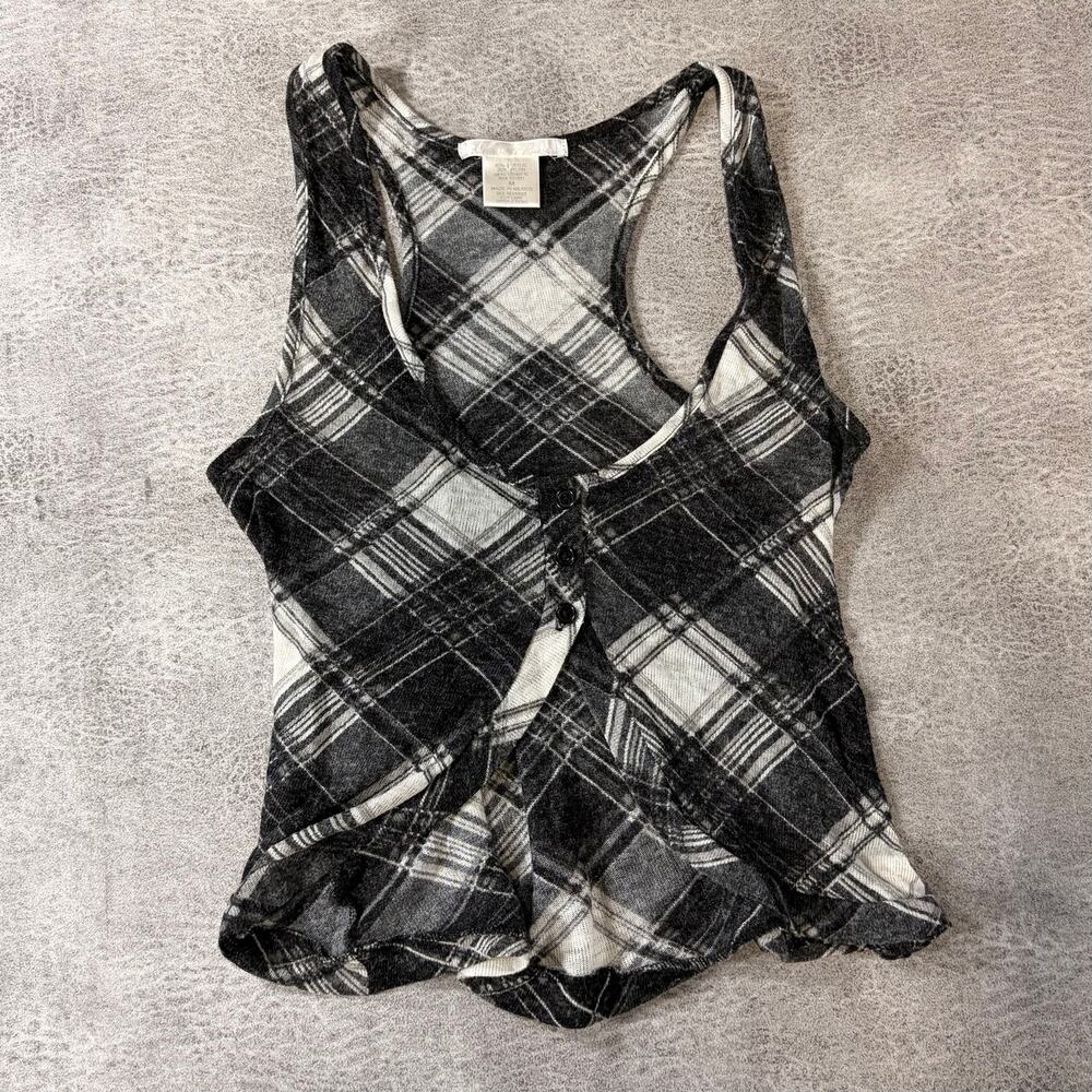 Y2k Plaid B&W Racerback Tank Top